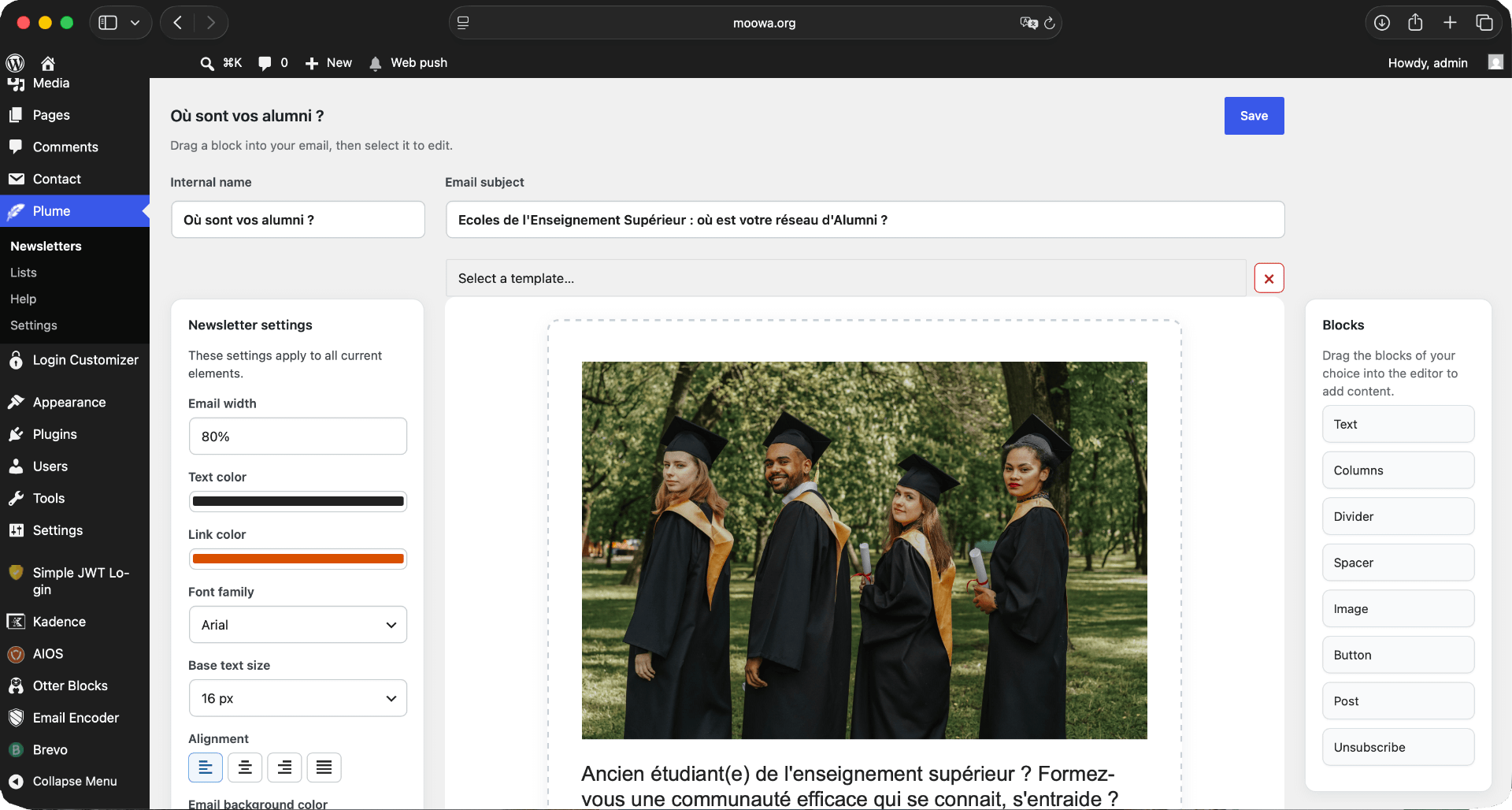 Plume newsletter editor